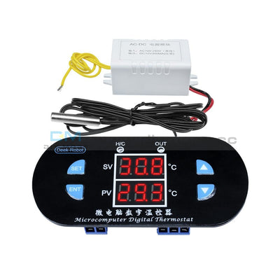 W1308 110V 220V 10A Digital Dual Red Led Display Thermostat Alarm Controller