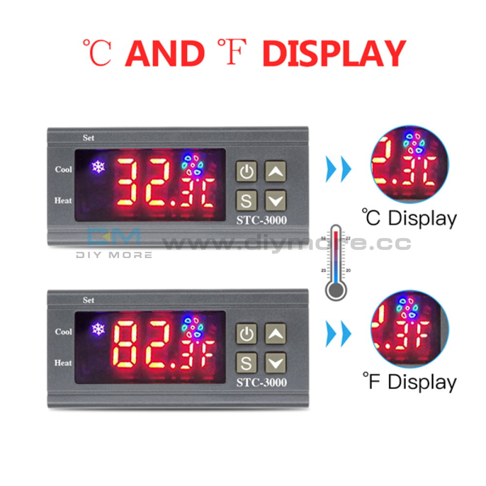 Stc-3000 Led Digital Temperature Controller Incubator Thermostat Ac220V 110V Dc 12V 24V