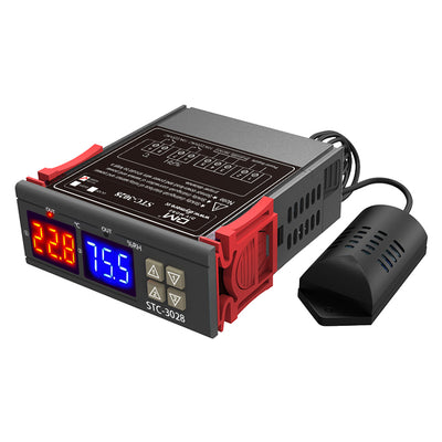 STC-3028 12V/24V/110-220V Dual LED Temperature Humidity Control Thermostat Probe