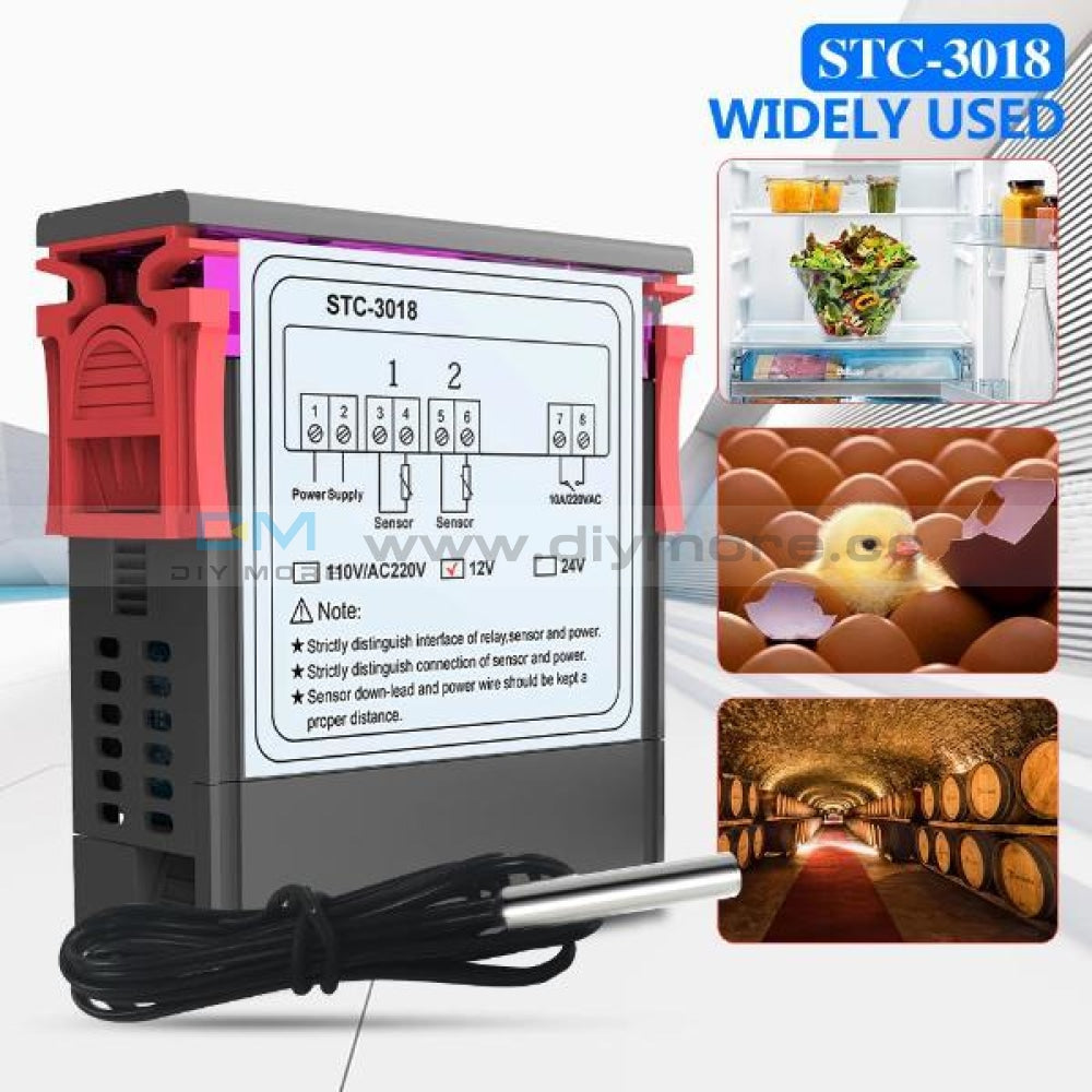 Stc-3018 12V 24V 110-220V Digital Temperature Controller Thermostat Heating Cooling Switch