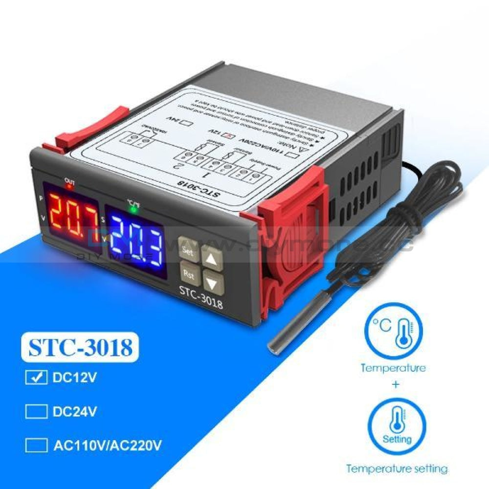 Stc-3018 12V 24V 110-220V Digital Temperature Controller Thermostat Heating Cooling Switch