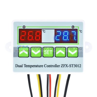 110V 220V 12V 24V Dual Digital Temperature Controller Thermostat 110-220V Red-Blue