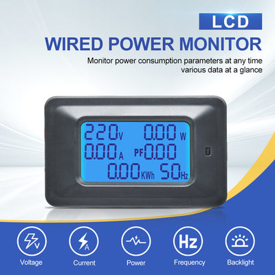 Digital 20A AC 110-250V LCD Panel Meter Monitor Power Energy Ammeter Voltmeter