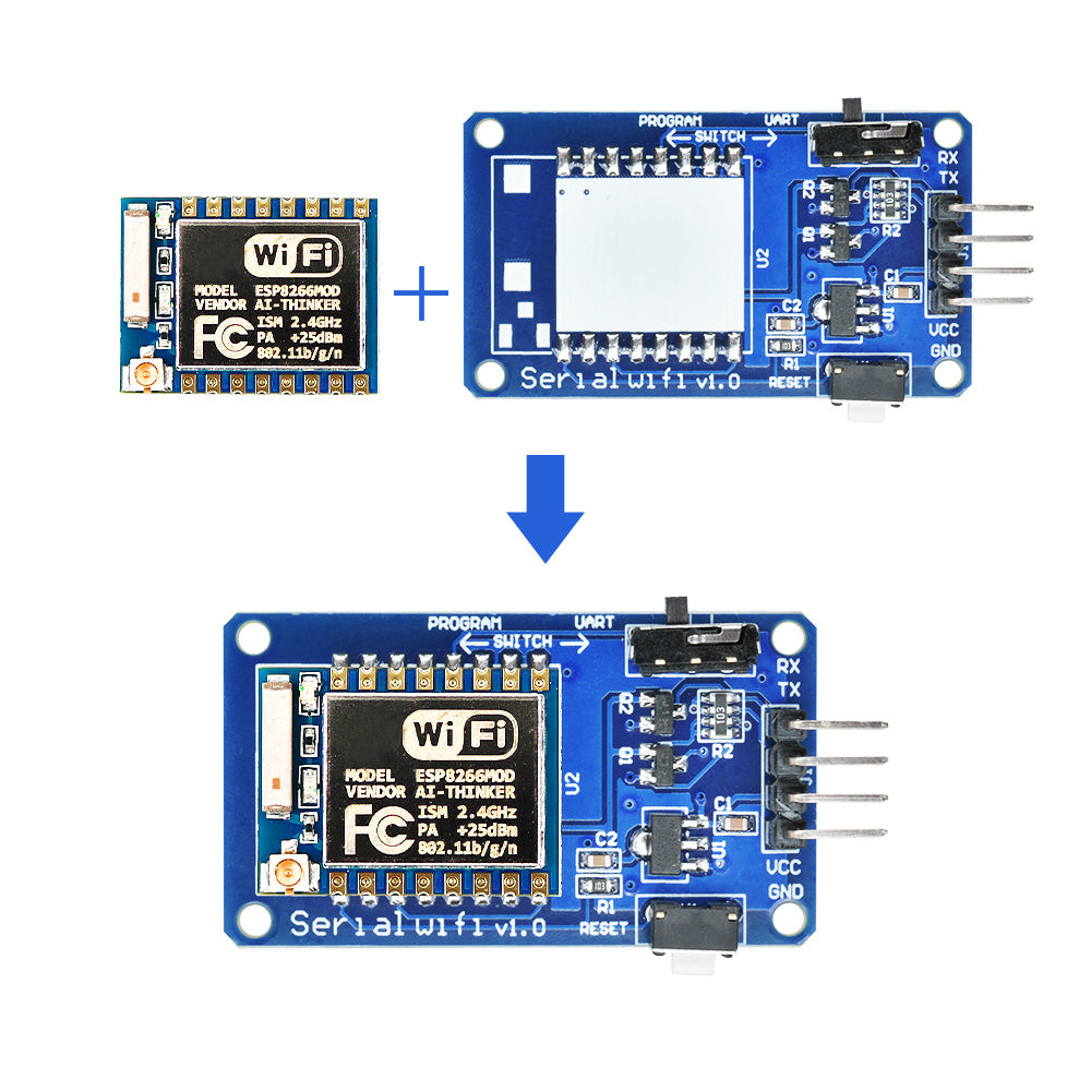 Serial Wifi Transceiver Adatper Board ESP8266 UART ESP-07 V1.0 3.3/5V Compatible