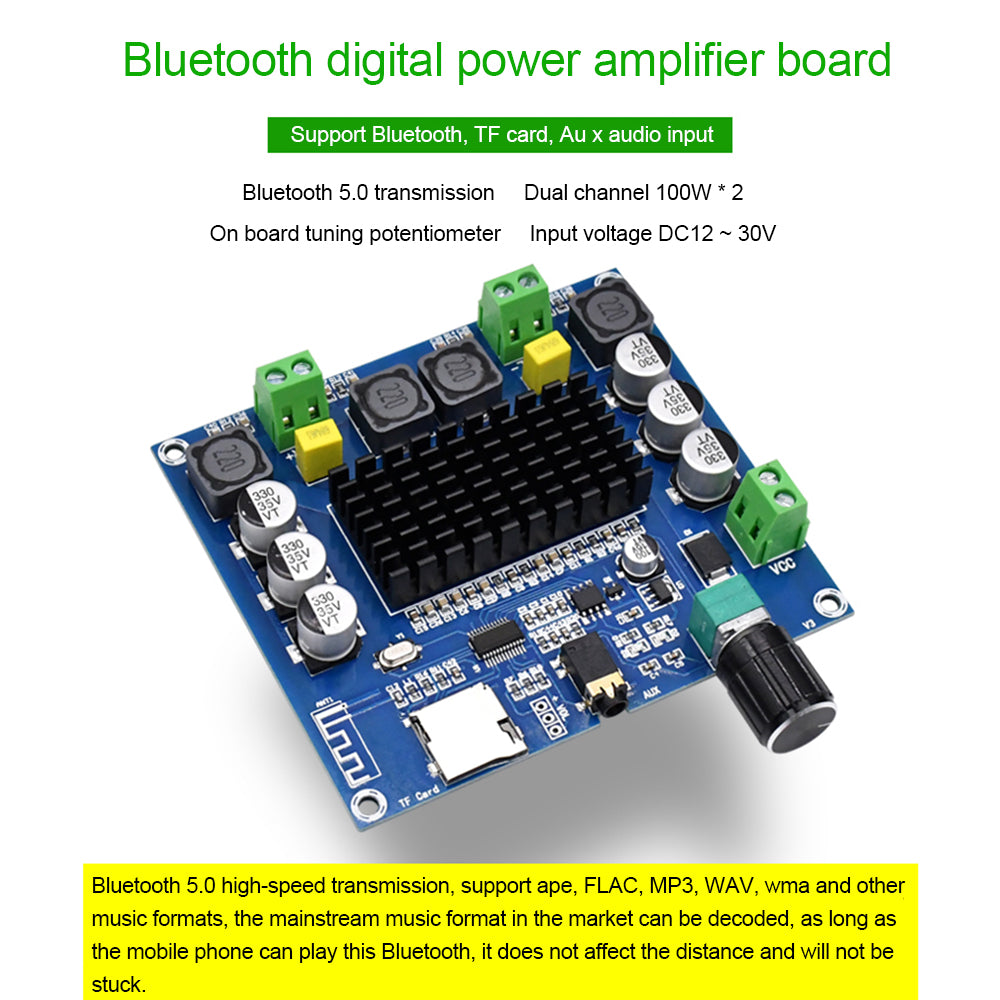 XH-A105 Bluetooth 5.0 TDA7498 Digital Amplifier Board 2x100W Stereo AMP TF