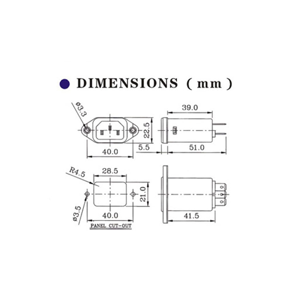 1PCS EMI RFI Filter AC 250V 10A CW1D-10A-T Suppressor Power Line Noise Filter