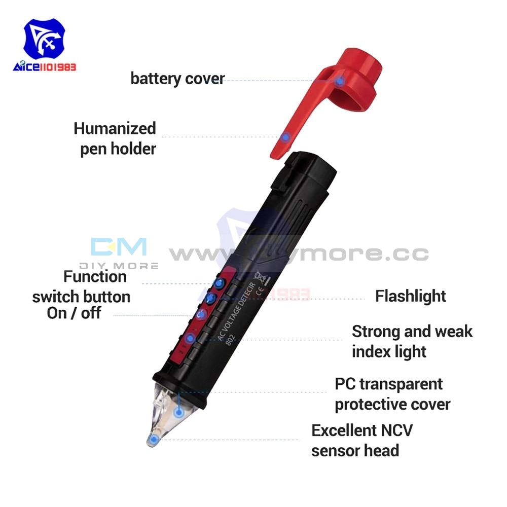 Diymore Ac Voltage Detector Adjustable Sensitivity Non Contact Induction Electric Pen 12V 1000V