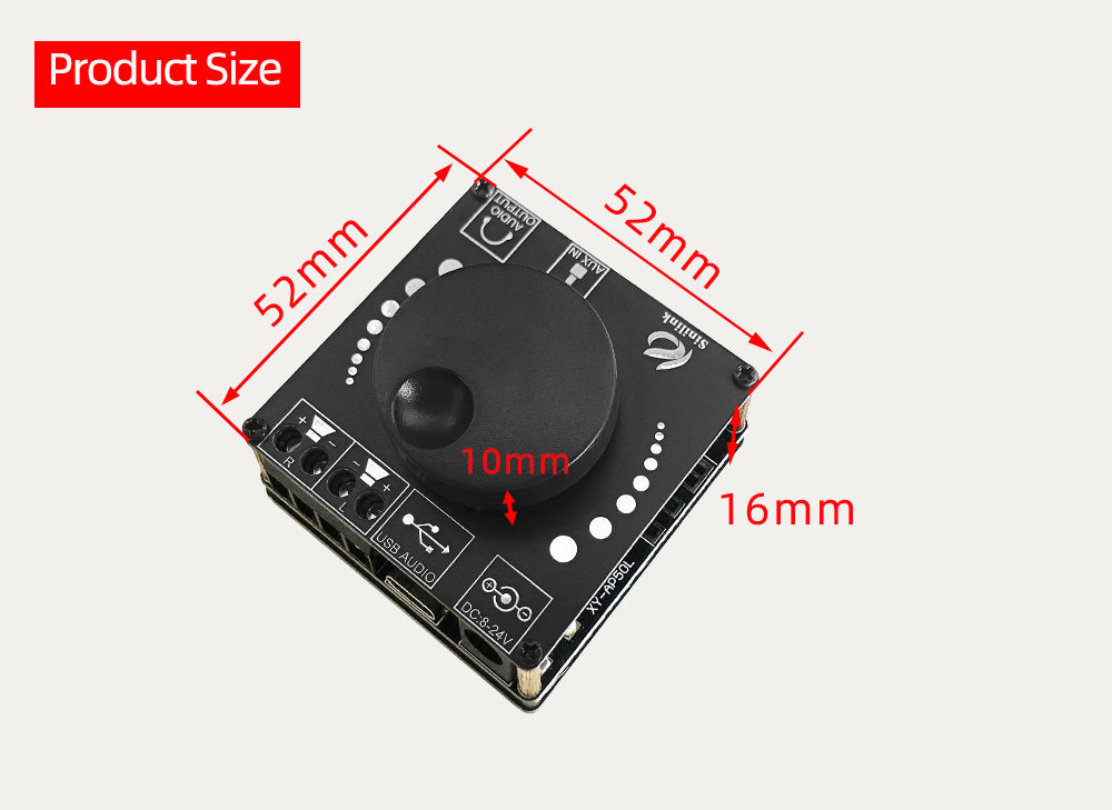 40W50WX2 Stereo Bluetooth Digital Power Amplifier Board 12V/24V2.0 Dual Channel Knob Volume Adjustment Switch