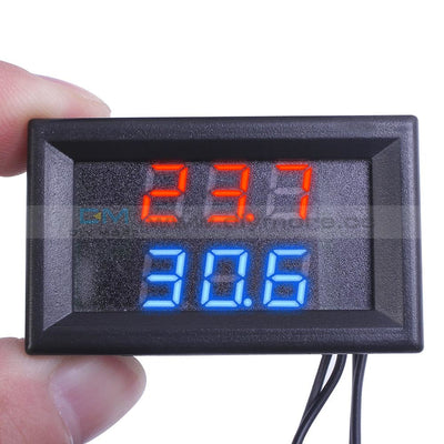 Dc4-28V Red+Blue Dual Display Thermometer W / Ntc Metal Probe Temperature Sensor Thermostat