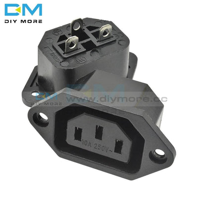 10Pcs Ac Power Socket 250V 10A Iec320 C14 Ac-04 Panel Mount Plug Adapter 3Pin Insulator Wrapped