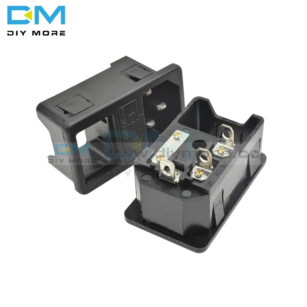 Ac-01 Snap Type Copper Core Socket Ac 250V 10A Iec320 C14 Power Cord Inlet Adapter With Fuse Rocker