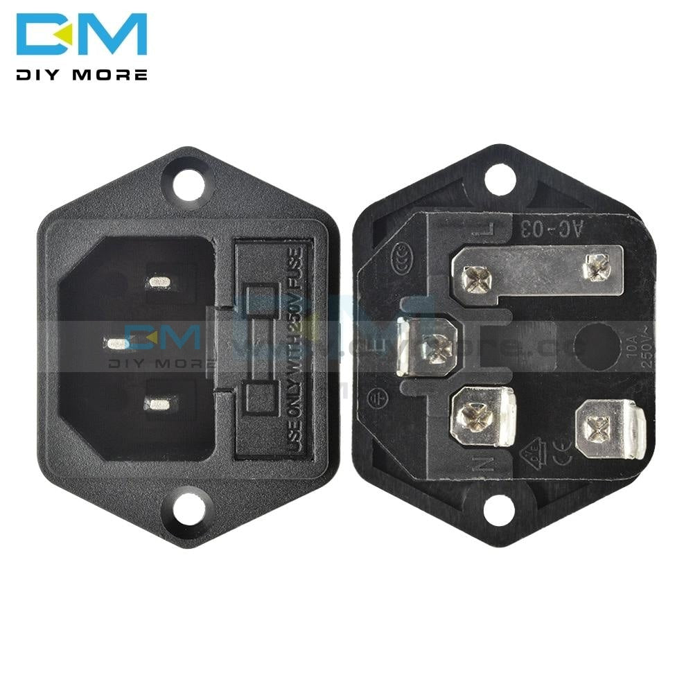 10Pcs Ac-03 10A 250Vac 3 Pin Iec320 C14 Connector Plug Power Socket Screw Fixed Ac Iron Core With