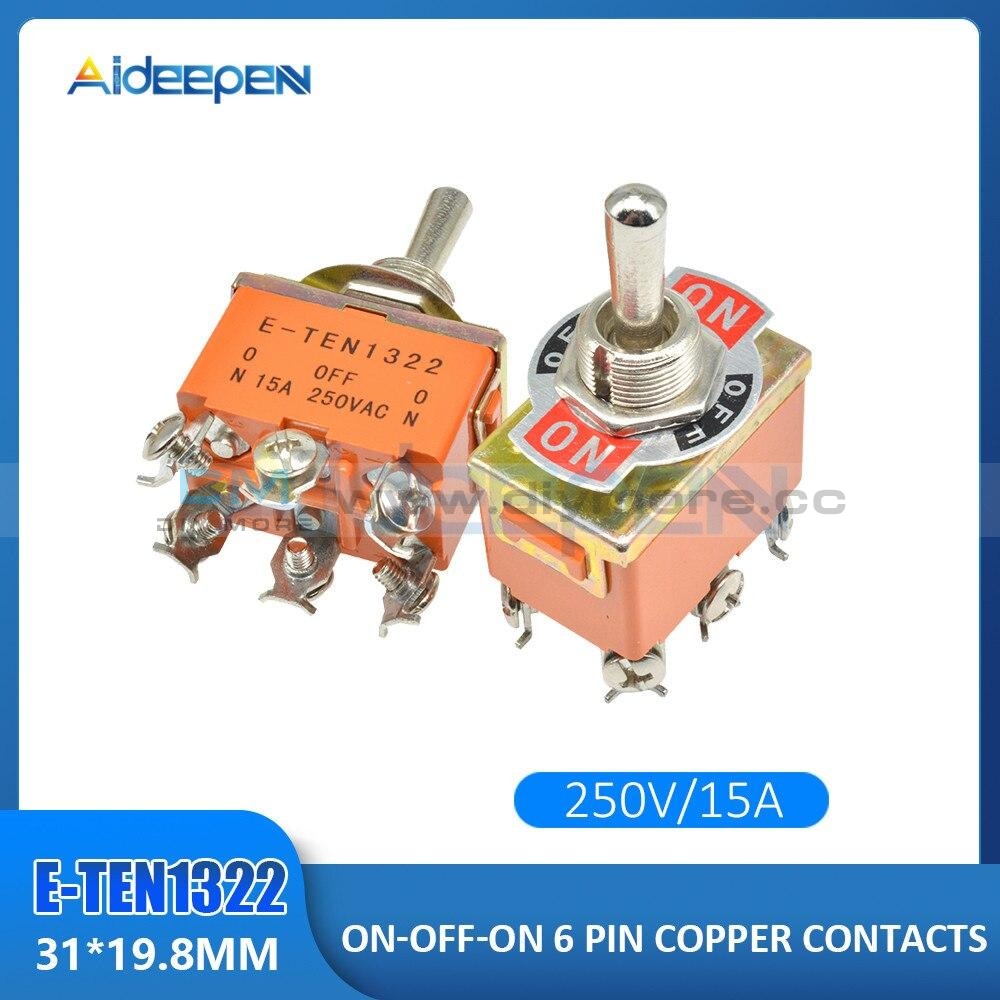 Auto Toggle Switch Ac 250V 15A On-Off On-Off-On 2 Pin 3 4 6 E-Ten1021 E-Ten1122/1121/1221/1321/1322