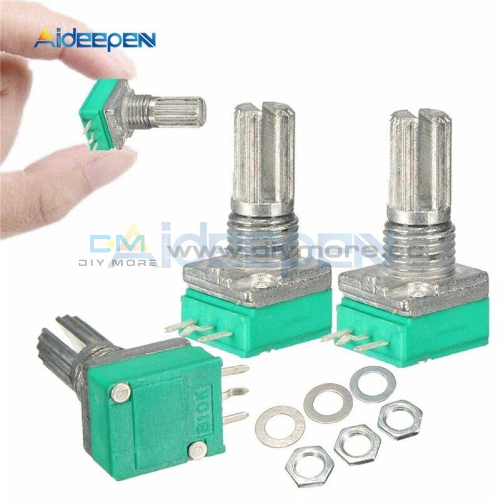 5Pcs/lot 6Mm B10K 10K Ohm 3 Pin 6 Single Linear Rotary Potentiometer 15Mm Knurled Shaft With Nuts