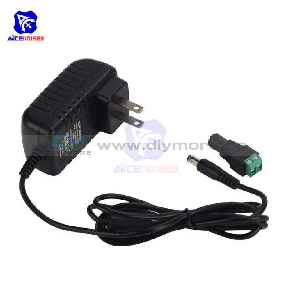 Ac 100 240V 0.5A To Dc 12V 1A/dc 2A Us Plug Power Adapter Transformer 2.1*5.5 Mm Jack Female