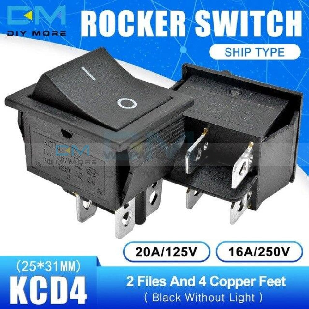 Kcd4 Rocker Switch Power Touch On/off 2 Positions 4Pins Feets Ship Type With Light Red Blue Green
