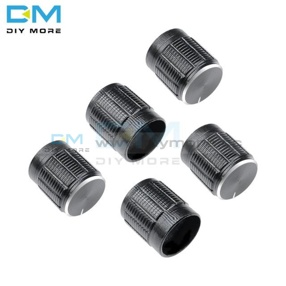 5Pcs Wh148 Aluminum Alloy Potentiometer For Dia 6Mm Knurled Shaft Control Rotary Knobs 14X16Mm Black