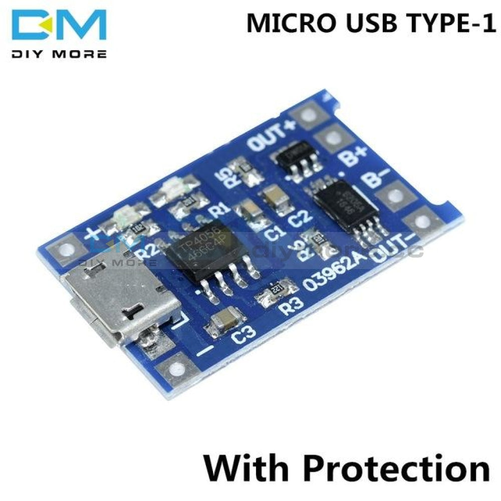 5Pc Type C/micro/mini Usb 5V 1A Li Ion 18650 Tc4056A Lithium Battery Charging Board Charger Module
