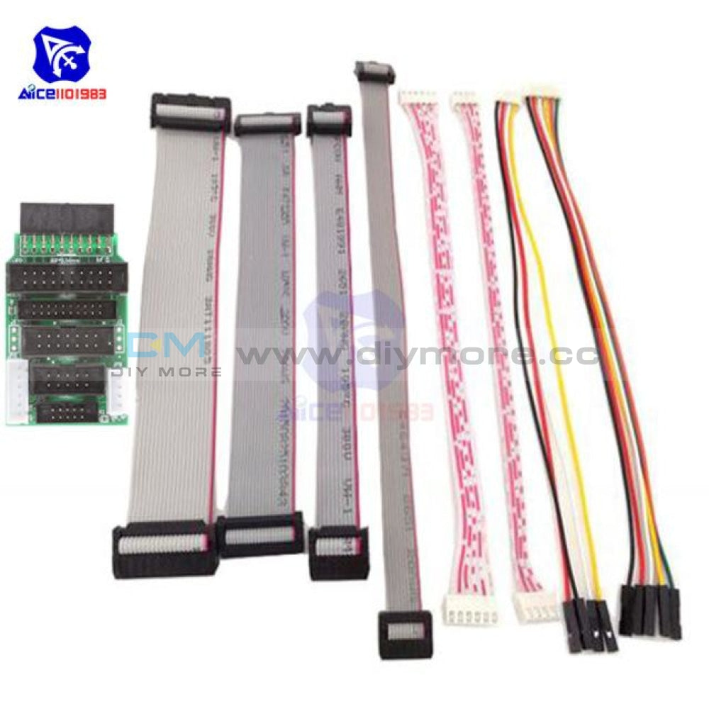 Emulator V8 Jtag Adapter Converter For J Link With 8Pcs 4 Pin 6 10 20 Grey Flat Ribbon Data Cable